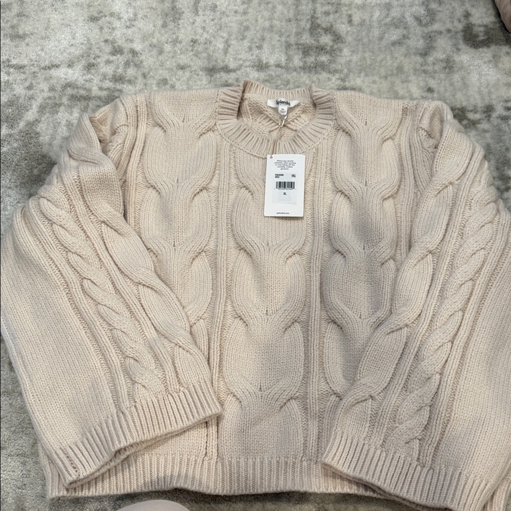 NWT Splendid Women's Beige Cable Knit Sweatersize XL